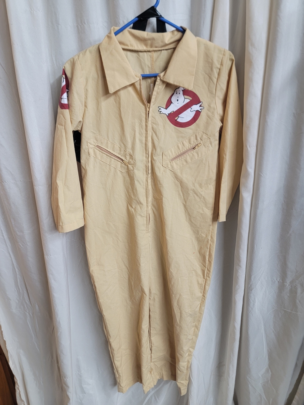 Ghostbusters Kids Tan Jumpsuit Halloween Costume w/Logo And Inflatable Backpack